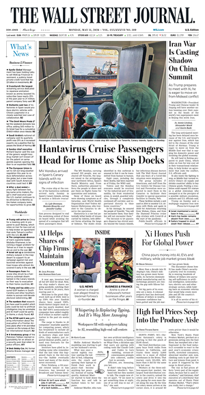 Prima pagina The Wall Street Journal di oggi - Quotidiano finanza