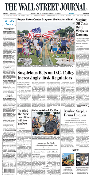 Prima pagina The Wall Street Journal di oggi - Quotidiano finanza
