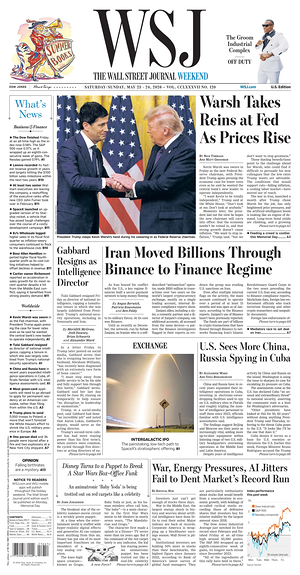 Prima pagina The Wall Street Journal di oggi - Quotidiano finanza
