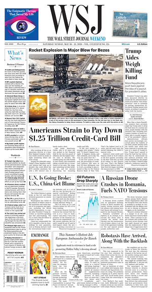 Prima pagina The Wall Street Journal di oggi - Quotidiano finanza