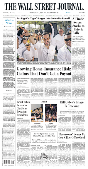 The Wall Street Journal prima pagina
