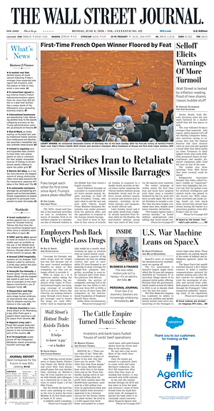 Prima pagina The Wall Street Journal di oggi - Quotidiano finanza