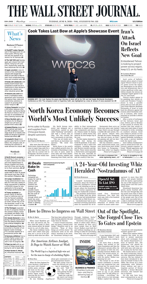 The Wall Street Journal prima pagina