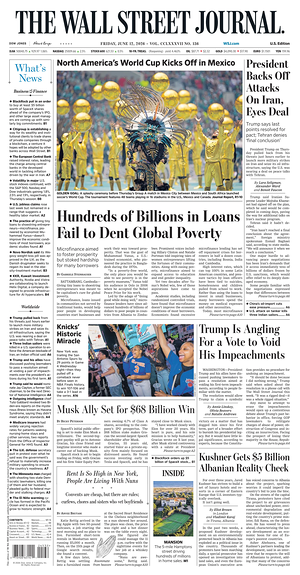 Prima pagina The Wall Street Journal di oggi - Quotidiano finanza