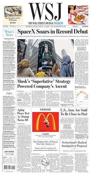 Prima pagina The Wall Street Journal di oggi - Quotidiano finanza