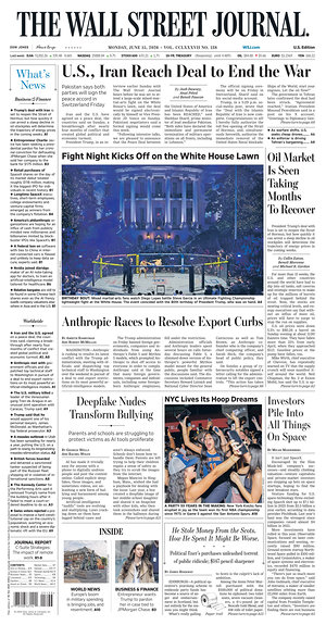 Prima pagina The Wall Street Journal di oggi - Quotidiano finanza