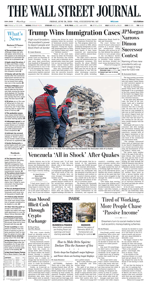 The Wall Street Journal prima pagina
