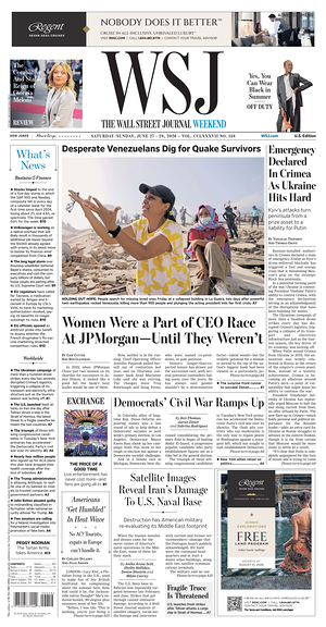 Prima pagina The Wall Street Journal di oggi - Quotidiano finanza
