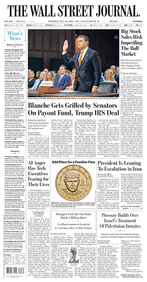 The Wall Street Journal prima pagina