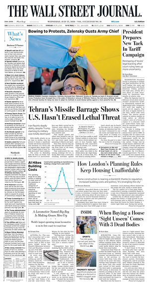 The Wall Street Journal prima pagina