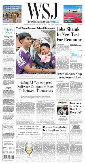 Prima pagina The Wall Street Journal di oggi - Quotidiano finanza
