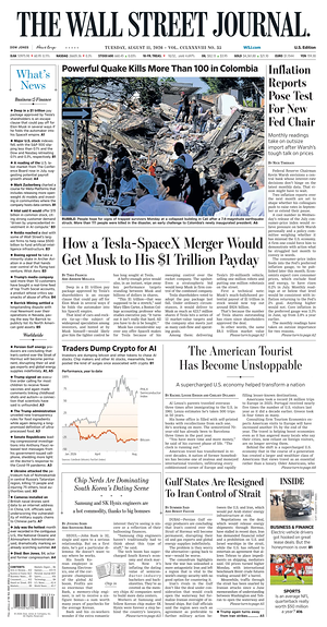 Prima pagina The Wall Street Journal di oggi - Quotidiano finanza