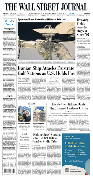 Prima pagina The Wall Street Journal di oggi - Quotidiano finanza