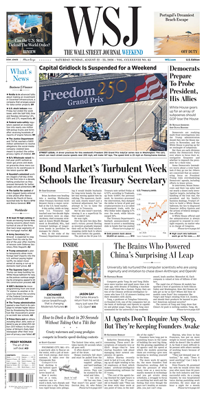 Prima pagina The Wall Street Journal di oggi - Quotidiano finanza