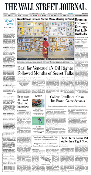 The Wall Street Journal prima pagina
