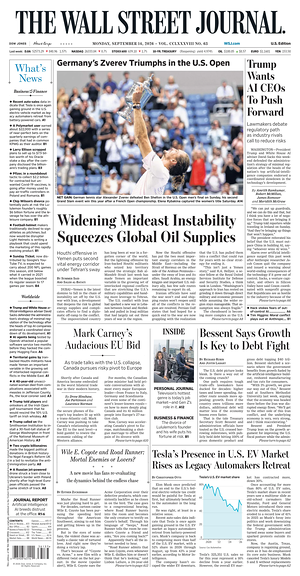 Prima pagina The Wall Street Journal di oggi - Quotidiano finanza