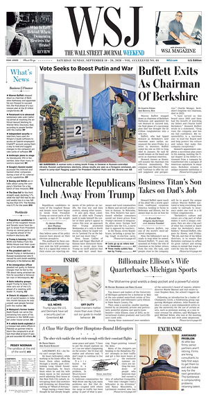 Prima pagina The Wall Street Journal di oggi - Quotidiano finanza