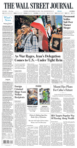 Prima pagina The Wall Street Journal di oggi - Quotidiano finanza