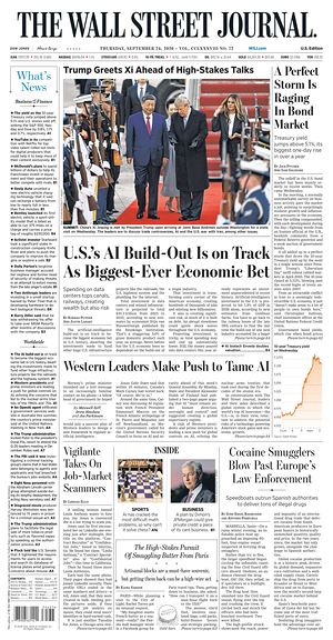 Prima pagina The Wall Street Journal di oggi - Quotidiano finanza