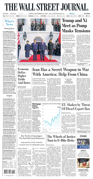 Prima pagina The Wall Street Journal di oggi - Quotidiano finanza