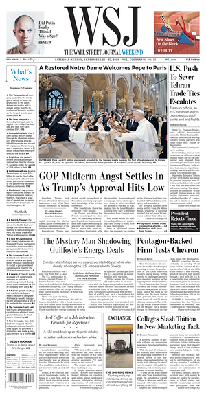 Prima pagina The Wall Street Journal di oggi - Quotidiano finanza