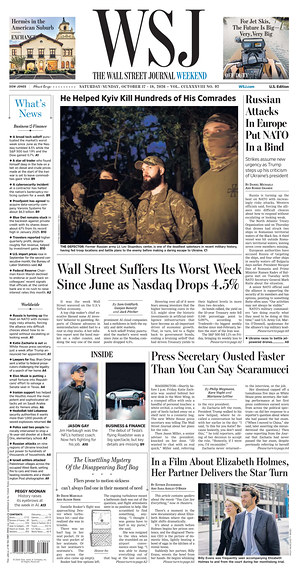 Prima pagina The Wall Street Journal di oggi - Quotidiano finanza