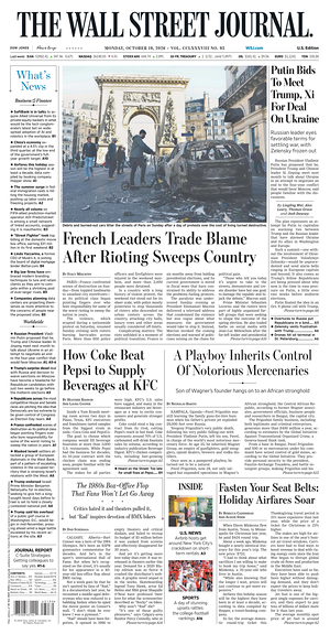 The Wall Street Journal prima pagina