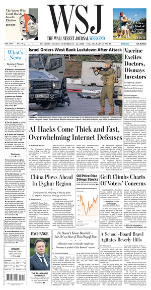 Prima pagina The Wall Street Journal di oggi - Quotidiano finanza