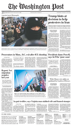 Prima pagina The Washington Post di oggi - Quotidiano estero