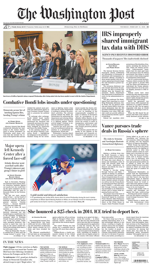 Prima pagina The Washington Post di oggi - Quotidiano estero