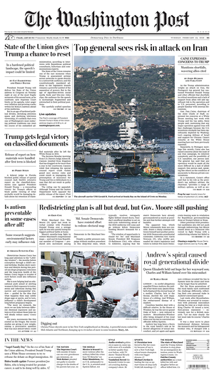 Prima pagina The Washington Post di oggi - Quotidiano estero