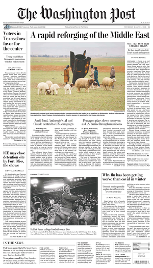 Prima pagina The Washington Post di oggi - Quotidiano estero