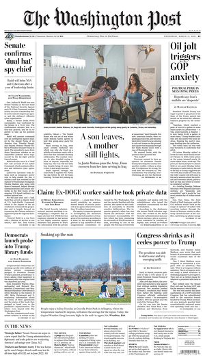 Prima pagina The Washington Post di oggi - Quotidiano estero