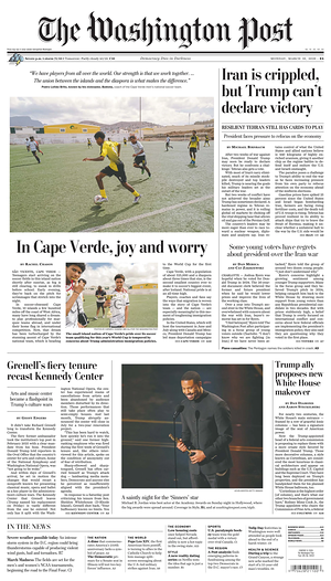 Prima pagina The Washington Post di oggi - Quotidiano estero