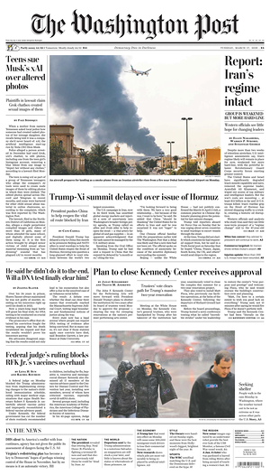 Prima pagina The Washington Post di oggi - Quotidiano estero