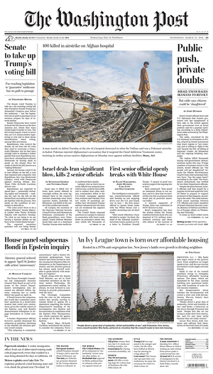 Prima pagina The Washington Post di oggi - Quotidiano estero