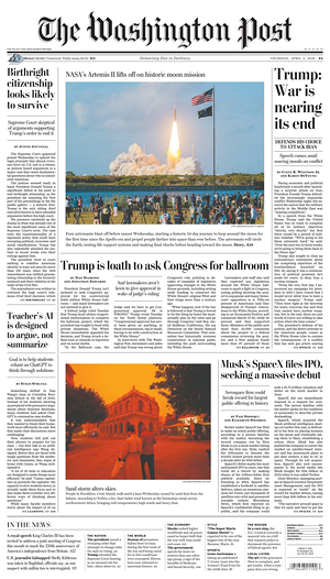 Prima pagina The Washington Post di oggi - Quotidiano estero