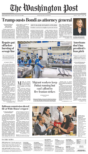 Prima pagina The Washington Post di oggi - Quotidiano estero