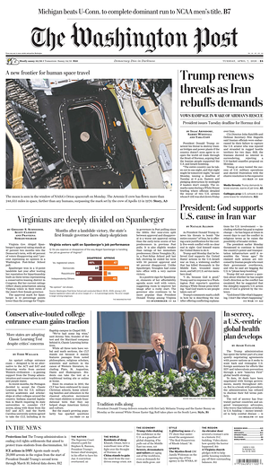 Prima pagina The Washington Post di oggi - Quotidiano estero