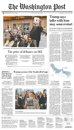 Prima pagina The Washington Post di oggi - Quotidiano estero