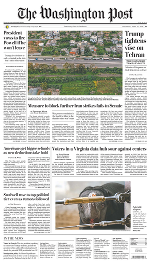 Prima pagina The Washington Post di oggi - Quotidiano estero