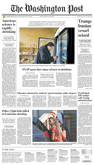 Prima pagina The Washington Post di oggi - Quotidiano estero