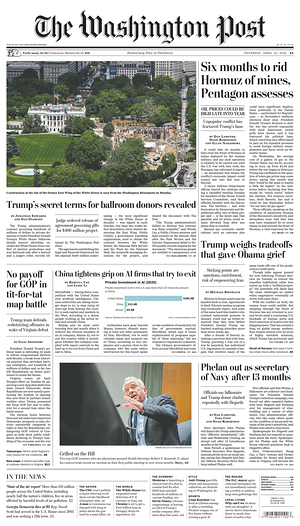 Prima pagina The Washington Post di oggi - Quotidiano estero
