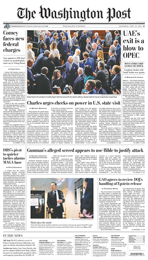 The Washington Post prima pagina
