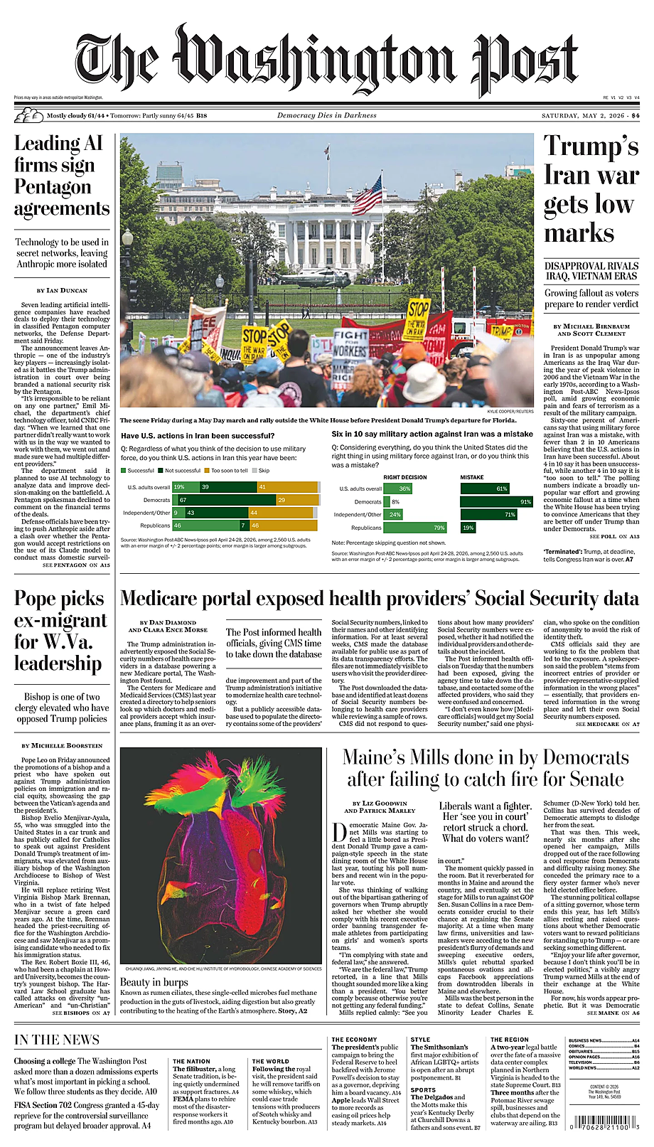 Portada The Washington Post de hoy - Quiosco 2 mayo 2026