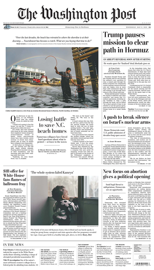 Prima pagina The Washington Post di oggi - Quotidiano estero