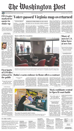 Prima pagina The Washington Post di oggi - Quotidiano estero