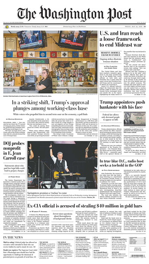 Prima pagina The Washington Post di oggi - Quotidiano estero