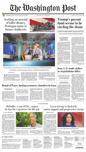 Prima pagina The Washington Post di oggi - Quotidiano estero