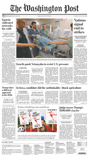 Prima pagina The Washington Post di oggi - Quotidiano estero